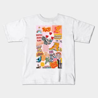 Happy Fabulous Pink Mood Board Kids T-Shirt